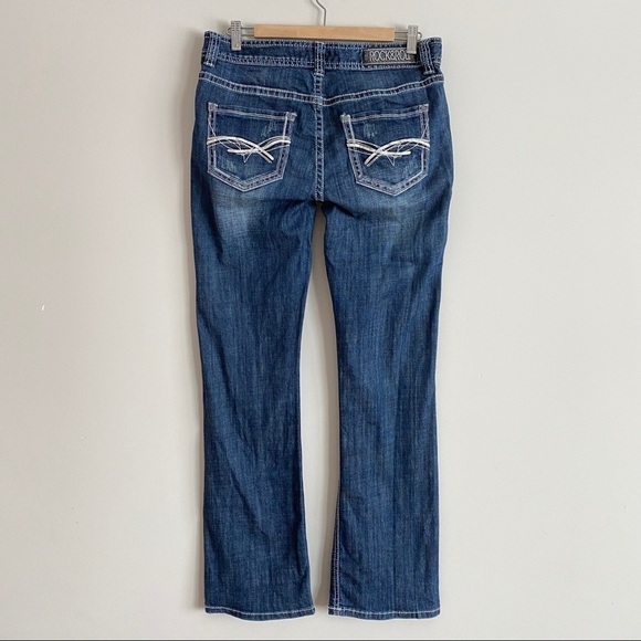 ROCK & Roll Cowgirl Mid Rise Bootcut Jeans Sz 30x32 - Picture 2 of 9